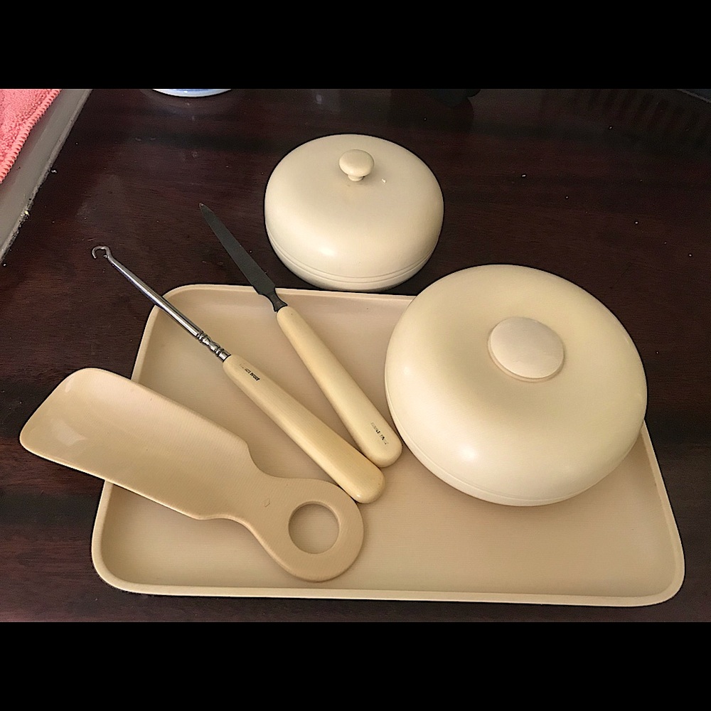 Antique French IvoryVanity Fiberloid Set